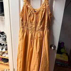 Old Navy Mustard Yellow Midi Dress with Smocked Waist